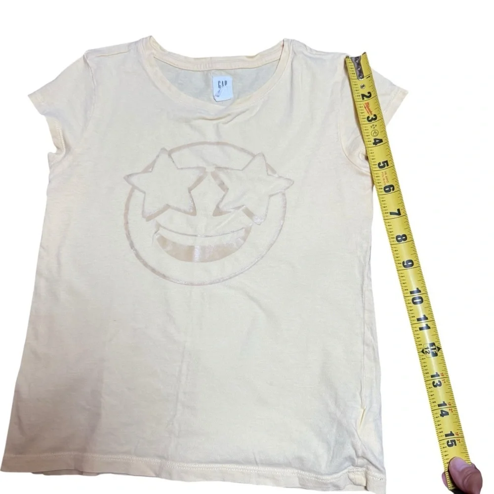 GAP Kids Yellow Emoji Graphic Short Sleeve Tee T-Shirt Size M (8)